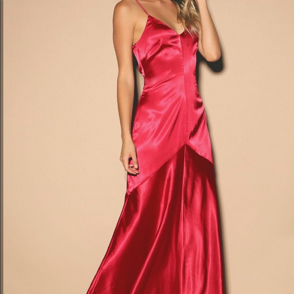 Buena Wine Red Satin Sleeveless Maxi Dress XS